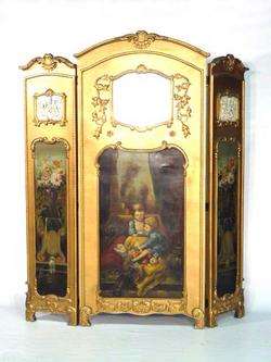Baroque style screen with gold frame and period painting Bio_05