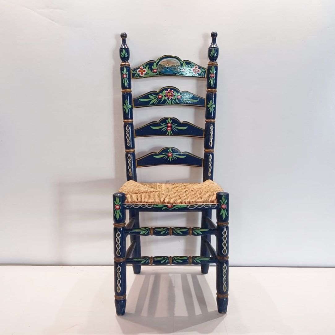 Navy blue decorated Andalusian chair sill_46