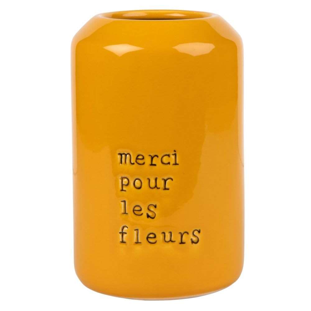 Jarrón de gres amarillo "Mercy pour les fleurs".JAR_28