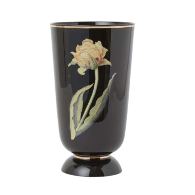 Porcelain vase with a floral motif. Gold-rimmed rim and foot. jar_30