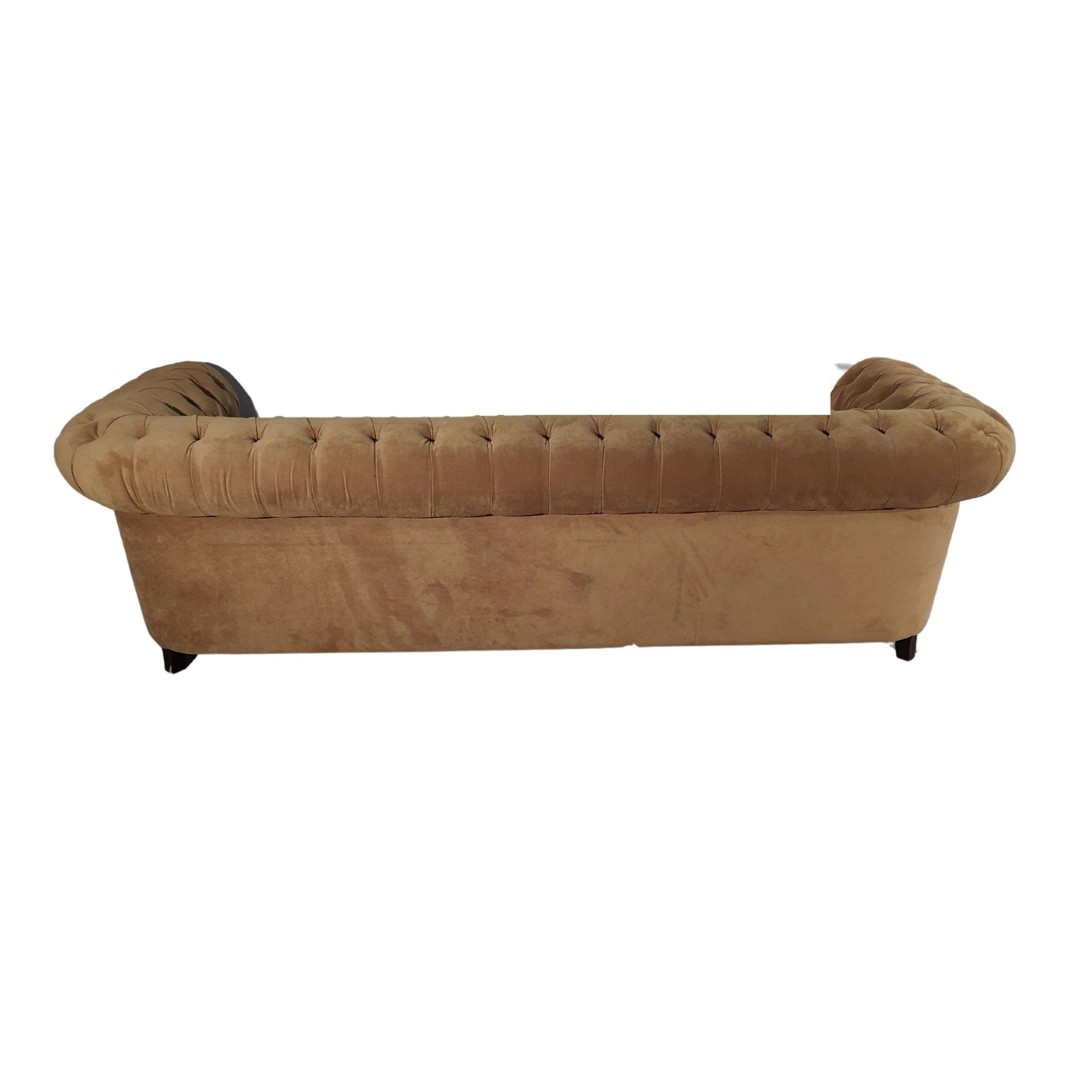 Brown 3-seater tufted sofa - Image 2