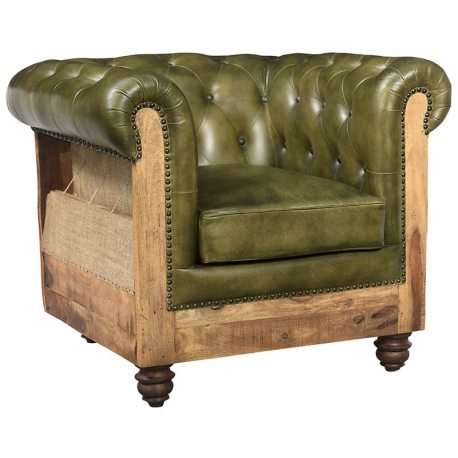 SILLÓN CAPITONE PIEL DECAY VERRDA 539