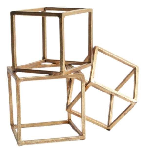 Figura decorativa metal dorado Cubos Room 02356