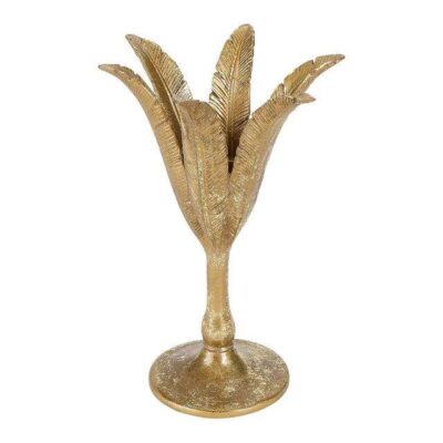 Candelabro Tealight hojas dorado 02599