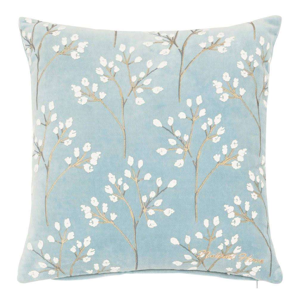 Cojín Algodón Azul motivos ramitas 02602
