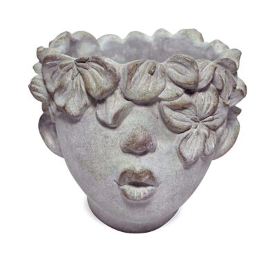 Decorative Head Pot with Flowers and Leaves 02680