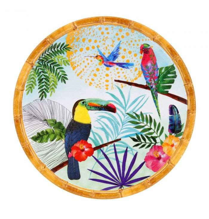 Plato decorativo Tucanes en melamina 23 CM 02820