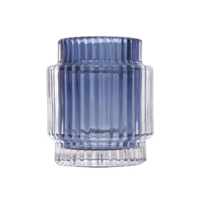 Candelabro pequeño Florentine de vidrio transparente y azul 02985