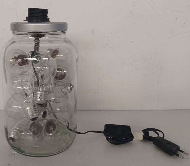 Lámpara de mesa tarro de cristal con bombillas dentro 02616
