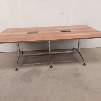 Boardroom table with wooden top and chrome legs