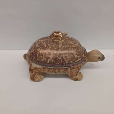 Ceramic Turtle Box with Gold Motifs 02755