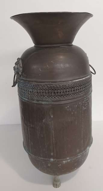 Antique religious metal altar vase 3064