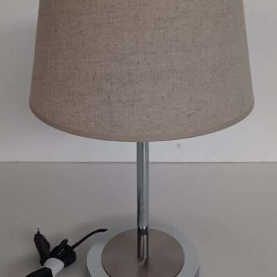 Table lamp with round base and taupe shade 03068