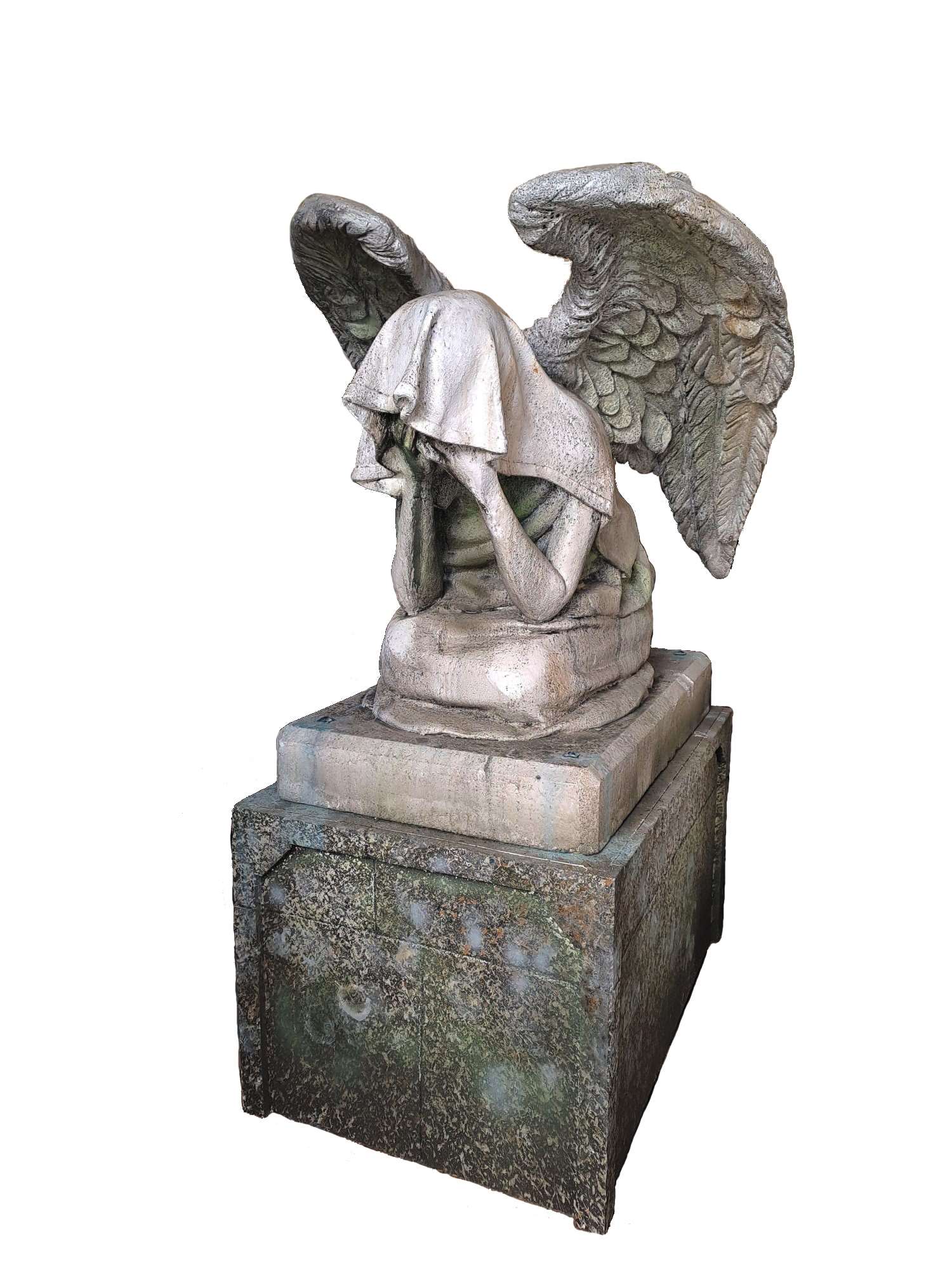 Estatua ángel llorando imitación piedra 03277