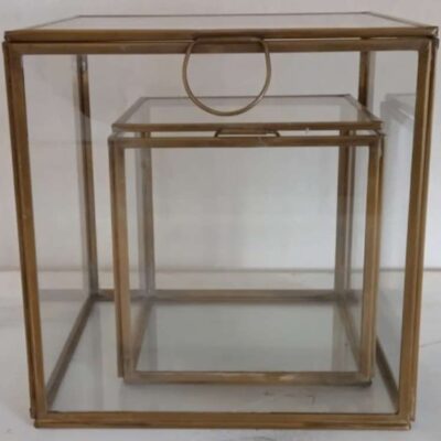 Conjunto urnas metálicas y cristal 01932