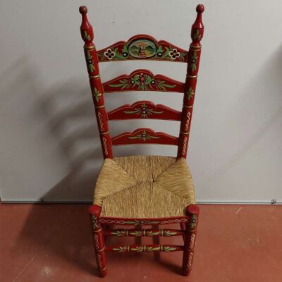 Silla andaluza decorada roja 01550