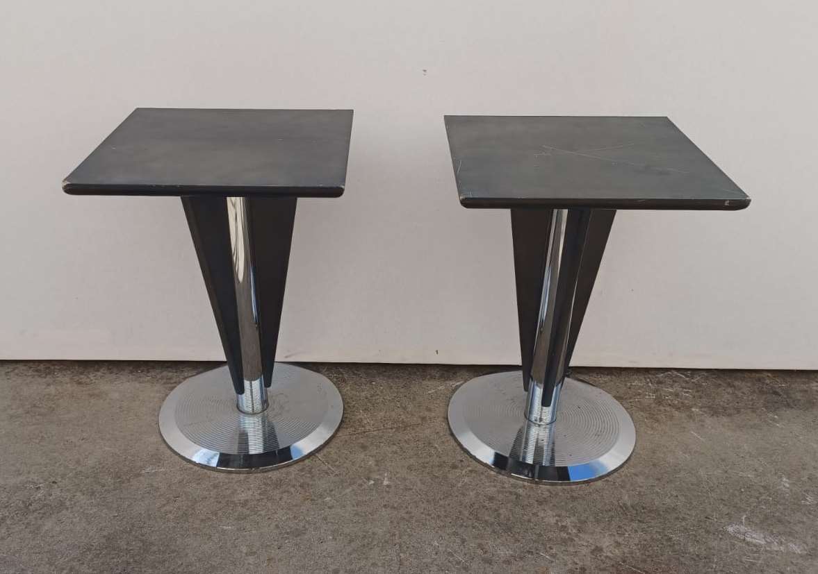 Bar table with chrome base and square top Mbar_31