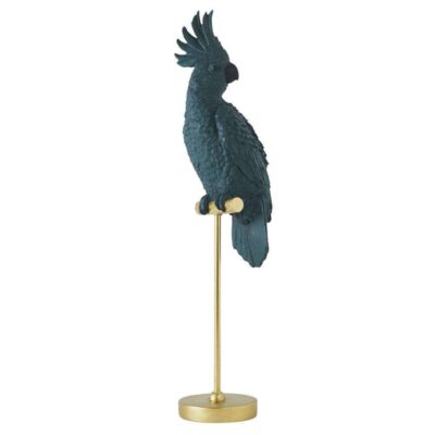 Blue Parrot Figure on a Gold Metal Base 03713