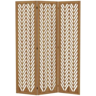 3-panel wooden screen with geometric herringbone motif (Homcom) 04209