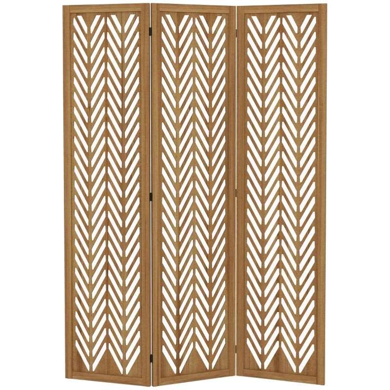 3-panel wooden screen with geometric herringbone motif (Homcom) 04209