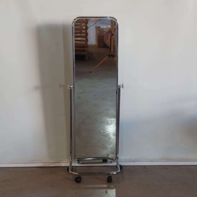 Chrome-plated floor mirror with wheels 02347