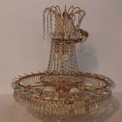 Lámpara de techo lágrimas de cristal, estructura dorada 03908