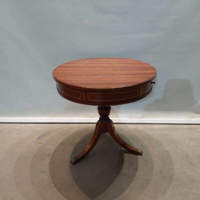 Round wooden side table with drawers and 3 legs 04091