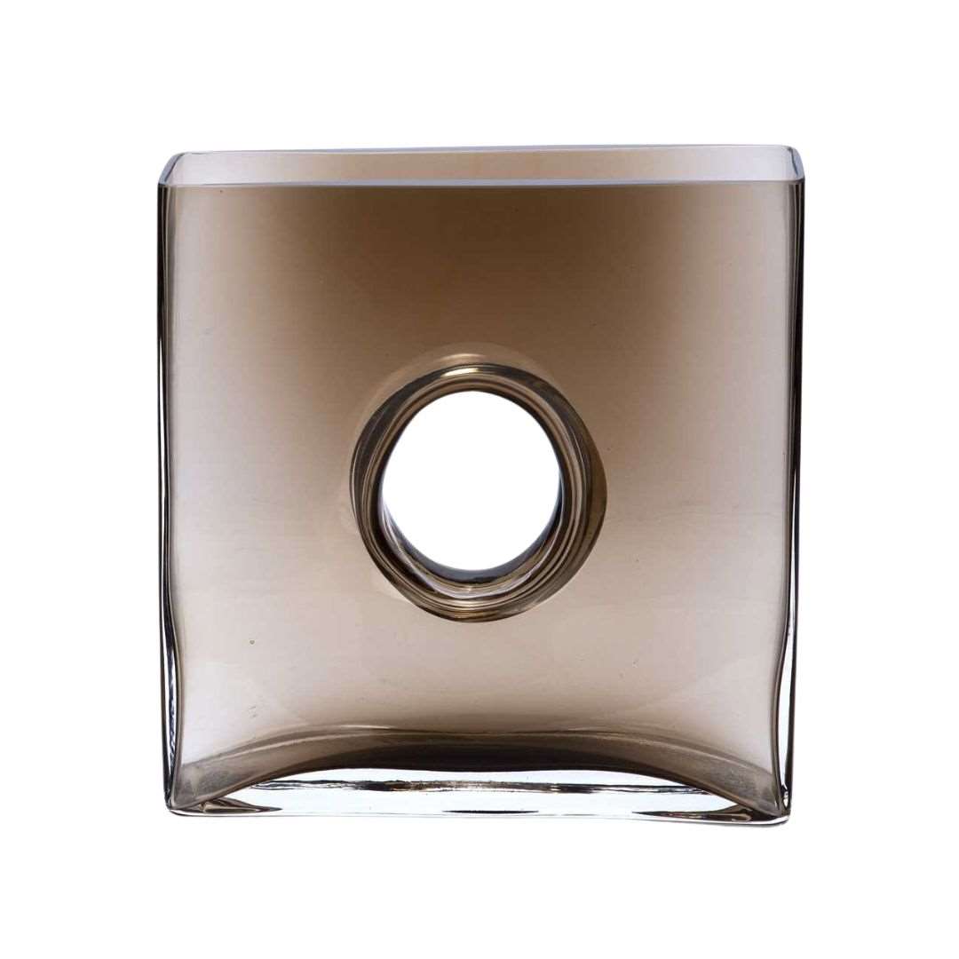 Smoked glass vase center circle 02363
