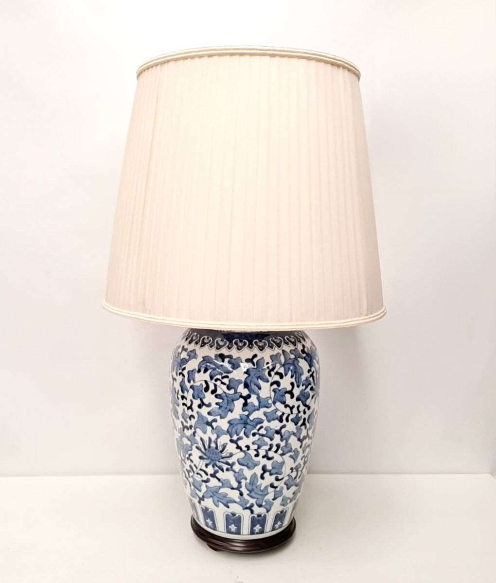 Lámpara de mesa cerámica azul y blanca 05011