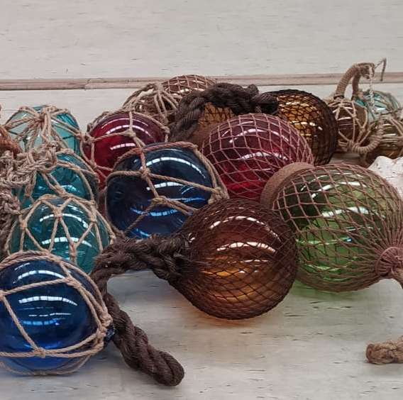 Colored nautical glass buoys. 04620