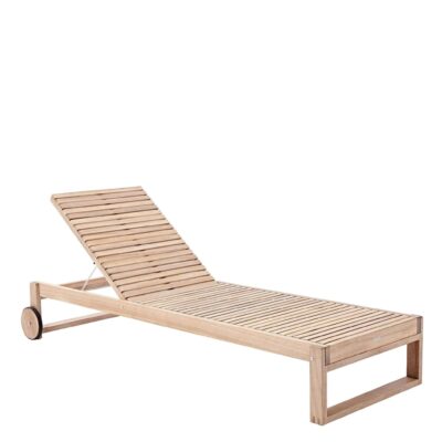 Tumbona madera clara con ruedas 05470