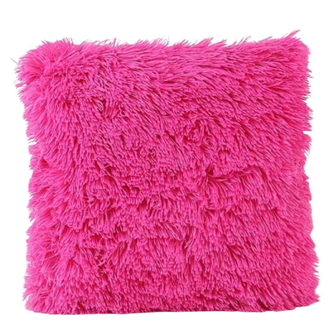 Cojín suave de pelo rosa fucsia. 06139