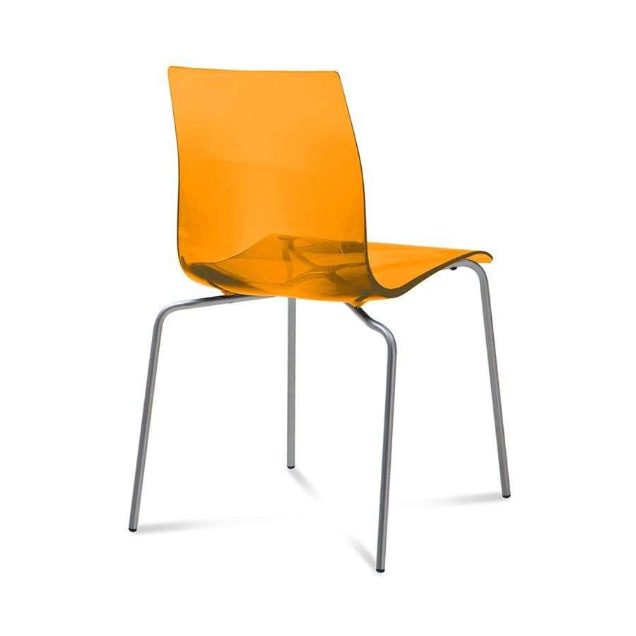 Silla de metacrilato naranja. 06160