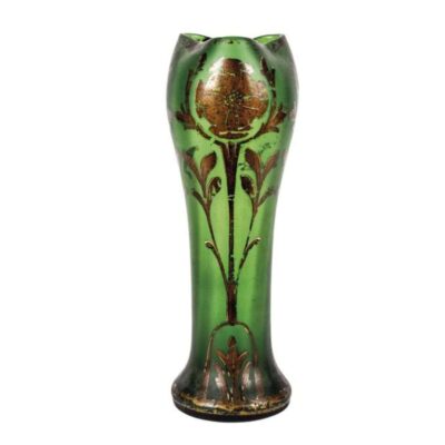 Art Nouveau vase in green glass c. 1900. 06368