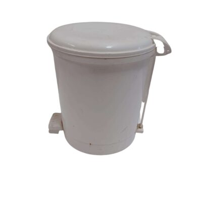 Small white wastebasket