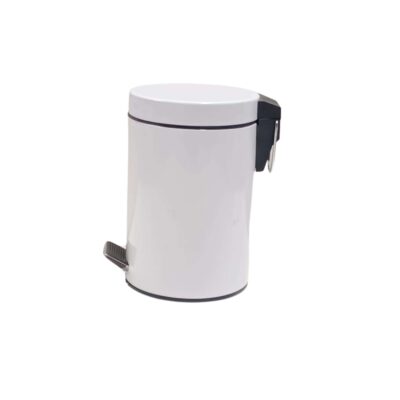 Small white wastebasket