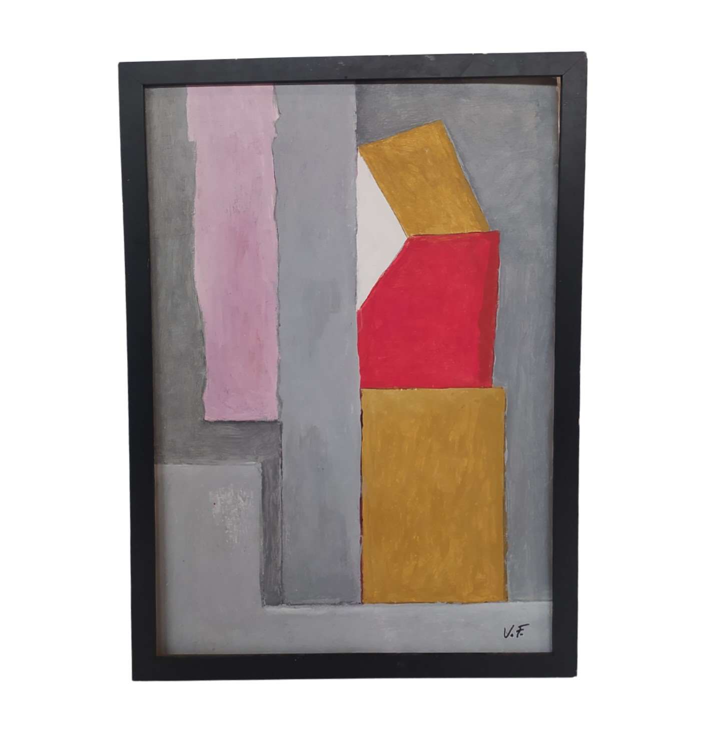 Abstract painting with geometric figures in various colors. 01575