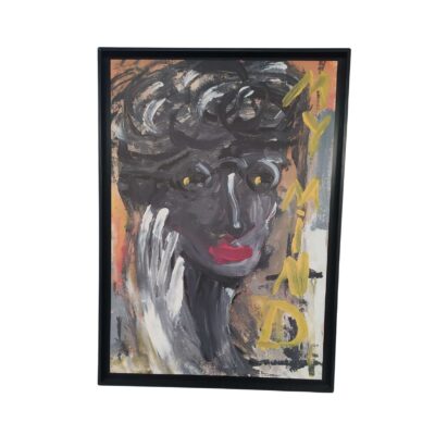 Cuadro abstracto, retrato de hombre con la mano en la cara. 01583