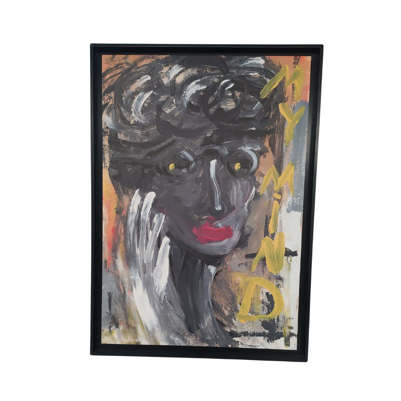 Abstract painting, portrait of a man with his hand on his face. 01583