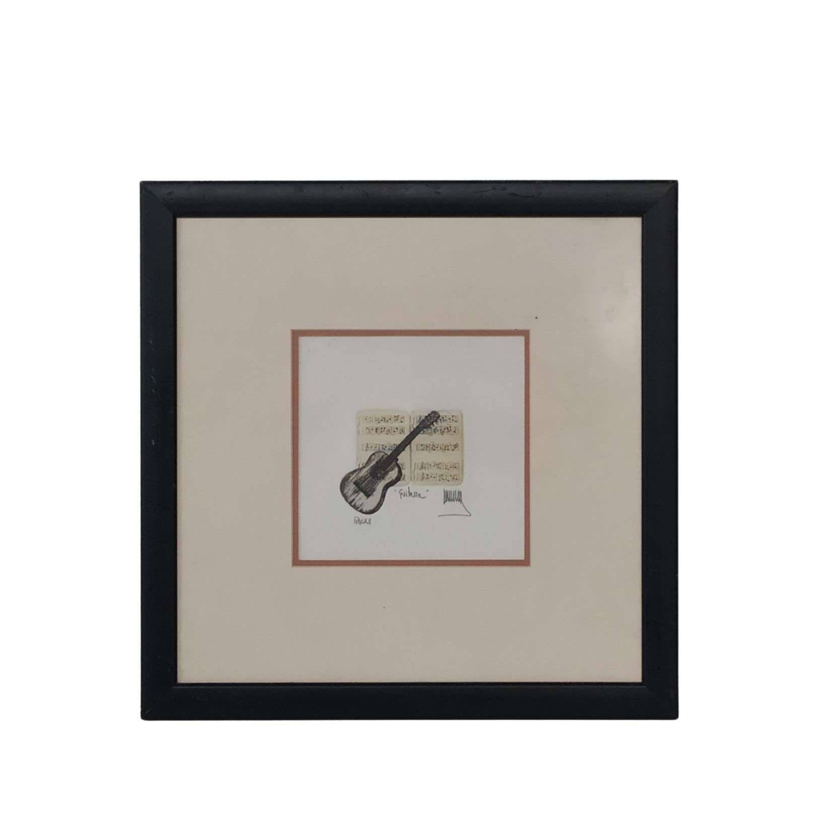 Guitar painting on sheet music. 01632