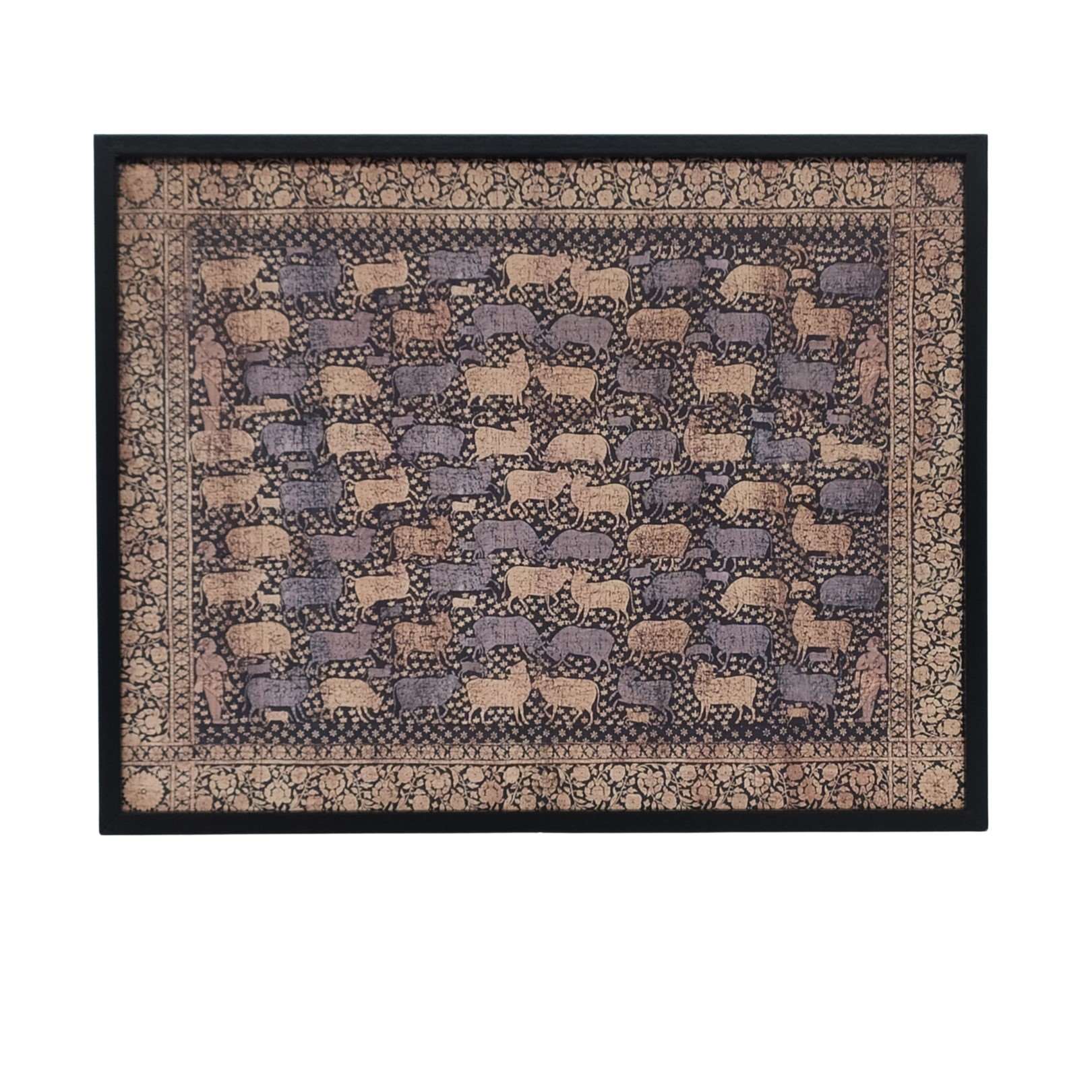Abstract painting of a flock of sheep and shepherds. 01634