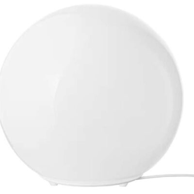 Round white glass table lamp 25cm 02109