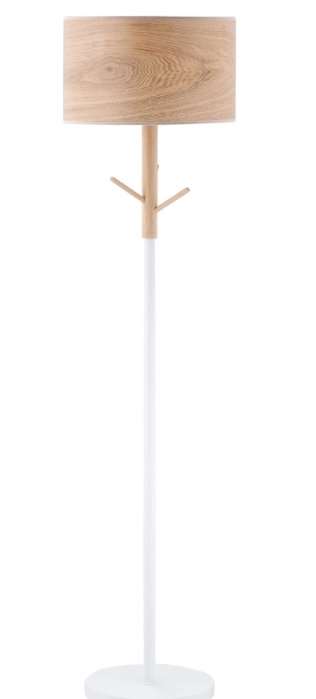 Rubber Wood Floor Lamp with 3 Coat Hangers
