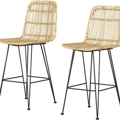 Metal and rattan bar stool 02179