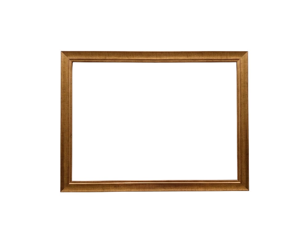 Marco de fotos vacío de color marrón claro o dorado, con forma rectangular y diseño sencillo alquiler para eventos, publicidad, peliculas y series