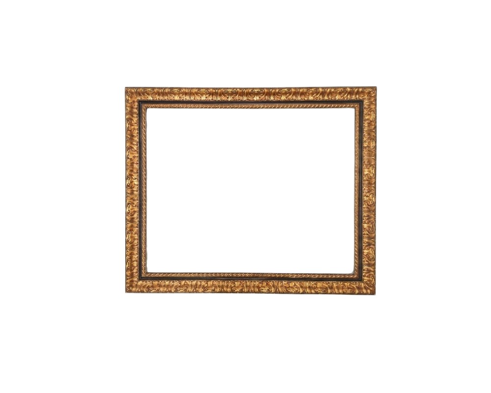 Marco de madera de estilo barroco con acabado dorado envejecido alquiler para eventos, publicidad, peliculas y series