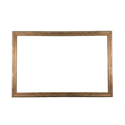 Este es un marco de madera de estilo rústico y vintage, disponible en color dorado alquiler para eventos, publicidad, peliculas y series