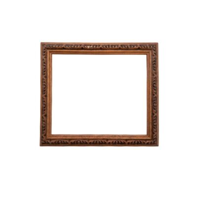 Marco de fotos de madera clásico de color marrón con detalles tallados alquiler para eventos, publicidad, peliculas y series