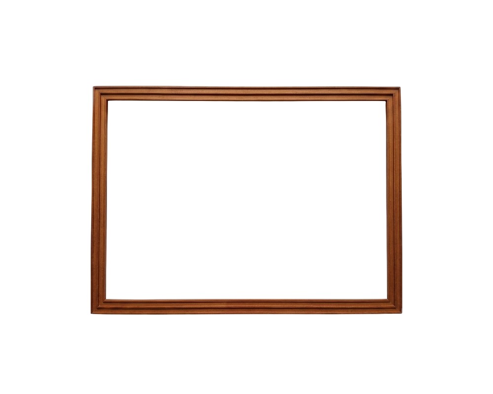 Marco de fotos rectangular de madera maciza en color marrón claro sobre fondo blanco alquiler para eventos, publicidad, peliculas y series