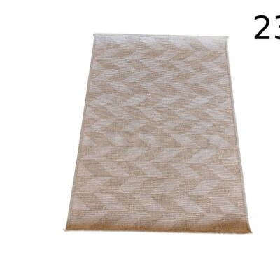 Alfombra de corredor Ikea con patrón geométrico de espiga en tonos beige alquilr para eventos, publicidad, peliculas y series